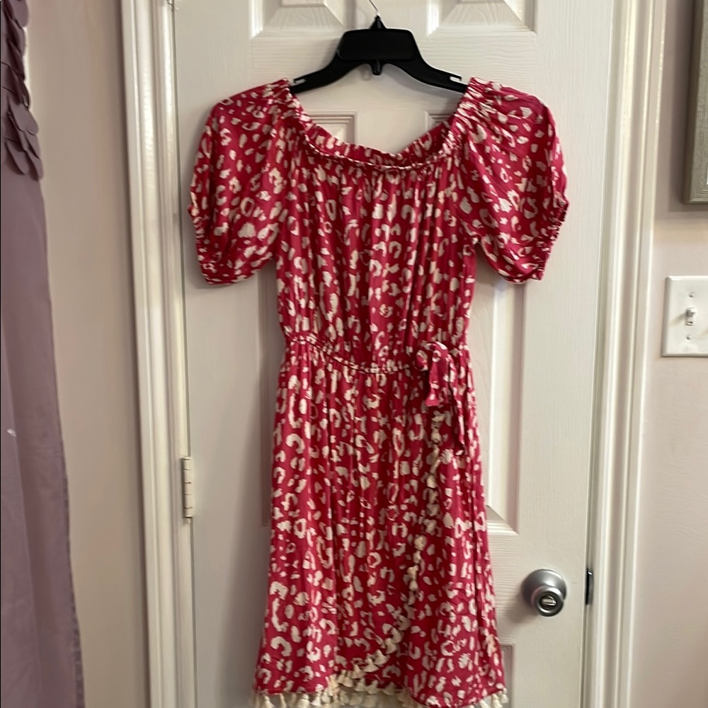 ANDREE BY UNIT Pink and White Smocked Sundress